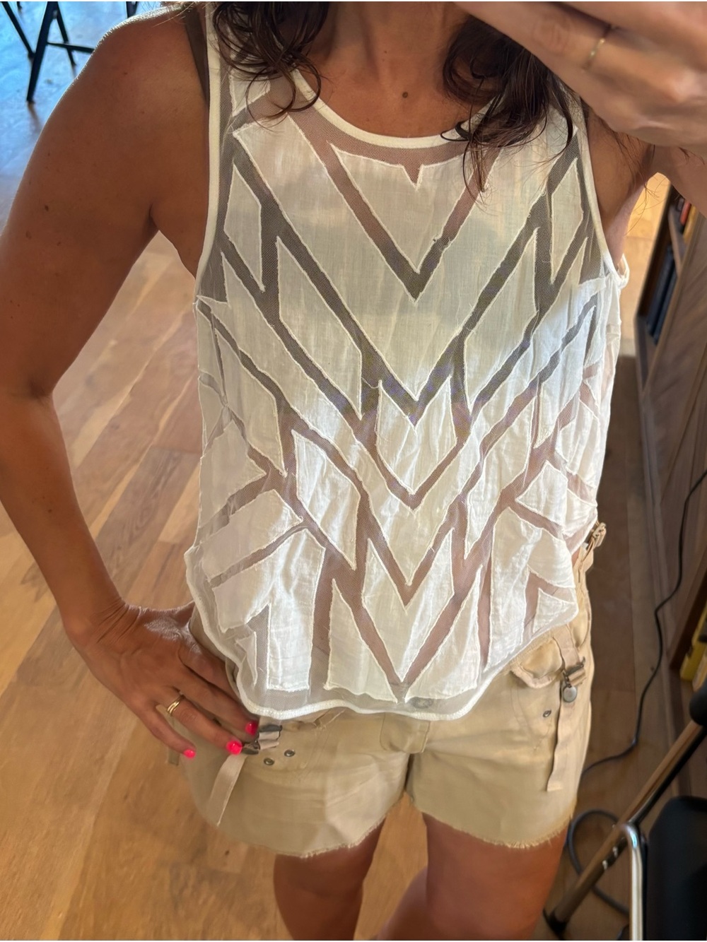 Free People cut out geometric print top